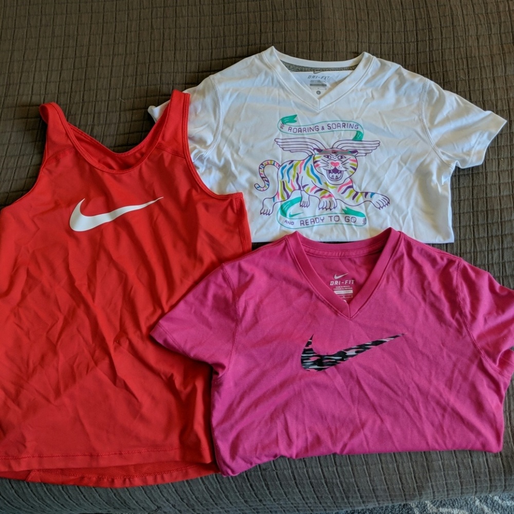Bundle of 3 Nike Girls Athletic Tops Dri-Fit